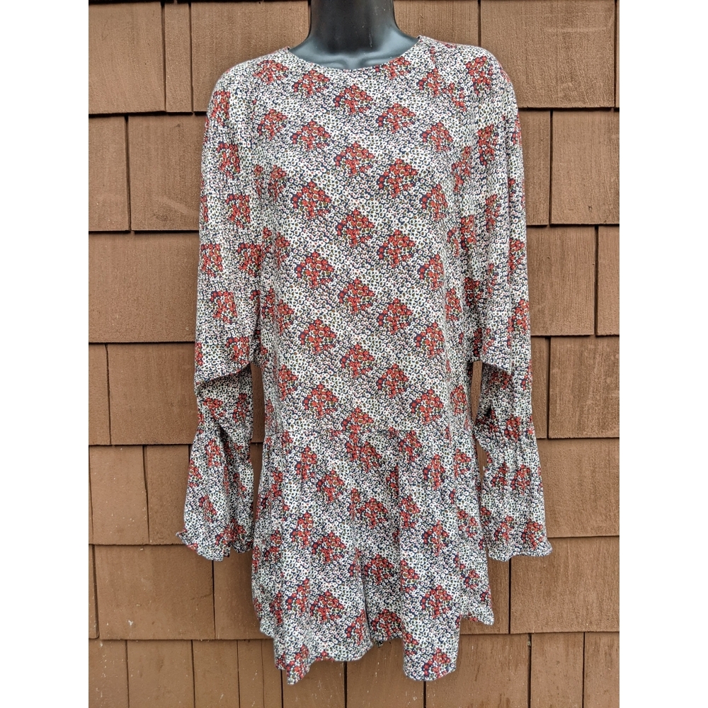 Zara Trafaluc romper floral dolman drop waist long sleeve xs
